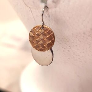 Gold and Silver Toned Circles Drop Hook Earrings